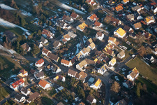 Aerial view of In winter when there is snow in the district Freiolsheim in Gaggenau in the state Baden-Wuerttemberg, Germany