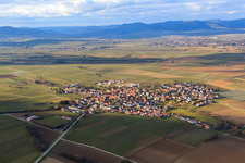 View of the town in winter from the southeast in Impflingen in the state Rhineland-Palatinate, Germany