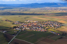 Aerial view of View of the town in winter from the southeast in Impflingen in the state Rhineland-Palatinate, Germany