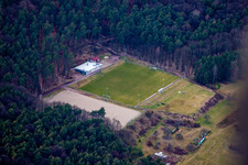 Aerial view of SV sports field in the district Gossersweiler in Gossersweiler-Stein in the state Rhineland-Palatinate, Germany