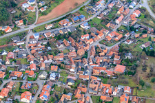 Aerial view of Main Street in Völkersweiler in the state Rhineland-Palatinate, Germany
