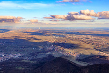 View of the town in winter from the west in Siebeldingen in the state Rhineland-Palatinate, Germany