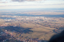 Landau from the west in Landau in der Pfalz in the state Rhineland-Palatinate, Germany from the plane