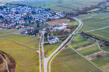 Kleine Kalmit Primary School and Stadium in Ilbesheim bei Landau in the state Rhineland-Palatinate, Germany from above