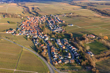Aerial view of Village view in winter from the west in the district Wollmesheim in Landau in der Pfalz in the state Rhineland-Palatinate, Germany