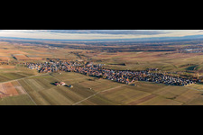 Village view in winter from the northwest in Insheim in the state Rhineland-Palatinate, Germany