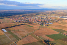 City view from the southwest in winter in Offenbach an der Queich in the state Rhineland-Palatinate, Germany