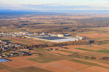 Industrial area Interpark from the southwest in winter in Offenbach an der Queich in the state Rhineland-Palatinate, Germany