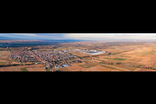 City panorama from the southwest in winter in Offenbach an der Queich in the state Rhineland-Palatinate, Germany