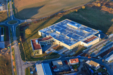 DBK EMS GmbH & Co. KG in the Nordring industrial park in Rülzheim in the state Rhineland-Palatinate, Germany from above
