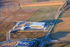 Aerial photograpy of TRANSAC International Freight Forwarding Company Ltd. in the Speyer Valley Industrial Estate in Rülzheim in the state Rhineland-Palatinate, Germany