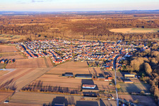 Village view in winter from the west in Hördt in the state Rhineland-Palatinate, Germany