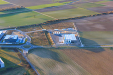 Oblique view of TRANSAC International Freight Forwarding Company Ltd. in the Speyer Valley Industrial Estate in Rülzheim in the state Rhineland-Palatinate, Germany