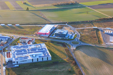 ITK Engineering GmbH in the industrial park Im Speyerer Tal in Rülzheim in the state Rhineland-Palatinate, Germany seen from above
