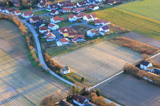 Aerial view of Poor Souls Chapel on Knittelsheimer Weg in Herxheimweyher in the state Rhineland-Palatinate, Germany