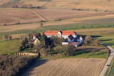 Aerial view of LebensART Haftelhof GmbH from the south in Schweighofen in the state Rhineland-Palatinate, Germany
