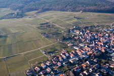 District Schweigen in Schweigen-Rechtenbach in the state Rhineland-Palatinate, Germany seen from above