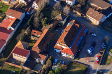 Aerial photograpy of Hotel Restaurant Schweigener Hof in the district Schweigen in Schweigen-Rechtenbach in the state Rhineland-Palatinate, Germany