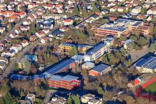 Aerial view of Gymnasium in the Alfred Grosser School Center in Bad Bergzabern in the state Rhineland-Palatinate, Germany