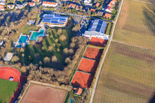 Tennis courts and Soleil in the tennis hall in Bad Bergzabern in the state Rhineland-Palatinate, Germany