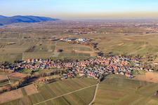 Village view in winter from the south in Göcklingen in the state Rhineland-Palatinate, Germany