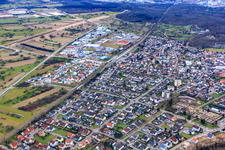 View of the town in winter from the north in Ötigheim in the state Baden-Wuerttemberg, Germany
