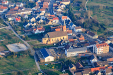 Aerial view of Catholic Church of the Cross in Steinmauern in the state Baden-Wuerttemberg, Germany