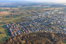 Aerial view of Morgenstr in Ötigheim in the state Baden-Wuerttemberg, Germany