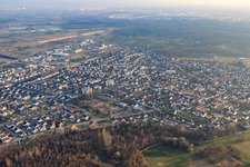 Aerial view of Mühlstr in Ötigheim in the state Baden-Wuerttemberg, Germany