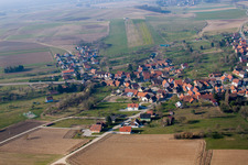 Aerial view of Hohwiller in the state Bas-Rhin, France