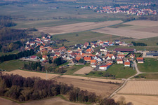 Walbourg in the state Bas-Rhin, France viewn from the air