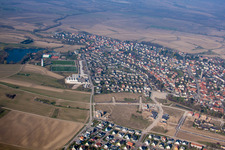 Gambsheim in the state Bas-Rhin, France from a drone