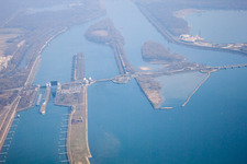 Sluice in Gambsheim in the state Bas-Rhin, France from the plane