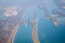 Bird's eye view of Sluice in Gambsheim in the state Bas-Rhin, France