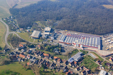 Aerial photograpy of WeberHaus GmbH & Co. KG and World of Living in the district Linx in Rheinau in the state Baden-Wuerttemberg, Germany