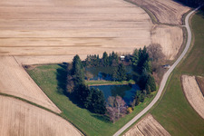 Aerial view of Fishpond in the district Legelshurst in Willstätt in the state Baden-Wuerttemberg, Germany