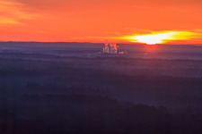 Sunrise over the Bienwald in Jockgrim in the state Rhineland-Palatinate, Germany