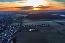 Wattstraße at sunrise in Freckenfeld in the state Rhineland-Palatinate, Germany