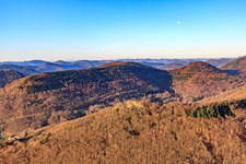 Aerial view of Neukastel Castle ruins from the north in Leinsweiler in the state Rhineland-Palatinate, Germany
