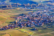 Wine-growing village in the morning light from the south in Birkweiler in the state Rhineland-Palatinate, Germany