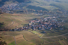 Village view of Birkweiler in the state Rhineland-Palatinate from the plane