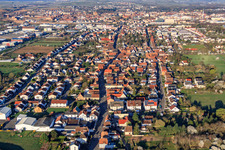 Queichheimer main street from the east in the district Queichheim in Landau in der Pfalz in the state Rhineland-Palatinate, Germany