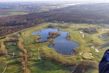 Golf Course Landgut Dreihof - GOLF absolute in the morning in the district Dreihof in Essingen in the state Rhineland-Palatinate, Germany from the plane