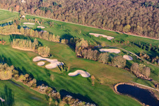 Drone image of Golf Course Landgut Dreihof - GOLF absolute in the morning in the district Dreihof in Essingen in the state Rhineland-Palatinate, Germany