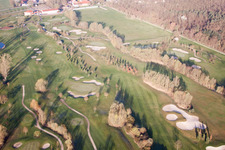Grounds of the Golf course at Golfanlage Landgut Dreihof in Essingen in the state Rhineland-Palatinate seen from above
