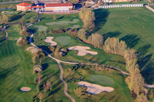 Golf Course Landgut Dreihof - GOLF absolute in the morning in the district Dreihof in Essingen in the state Rhineland-Palatinate, Germany from a drone