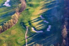 Drone image of Golf Course Landgut Dreihof - GOLF absolute in the morning in the district Dreihof in Essingen in the state Rhineland-Palatinate, Germany