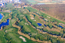 Golf Course Landgut Dreihof - GOLF absolute in the morning in the district Dreihof in Essingen in the state Rhineland-Palatinate, Germany from above