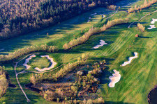 Golf Course Landgut Dreihof - GOLF absolute in the morning in the district Dreihof in Essingen in the state Rhineland-Palatinate, Germany viewn from the air