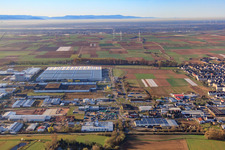 Interpark commercial area from the north in Offenbach an der Queich in the state Rhineland-Palatinate, Germany